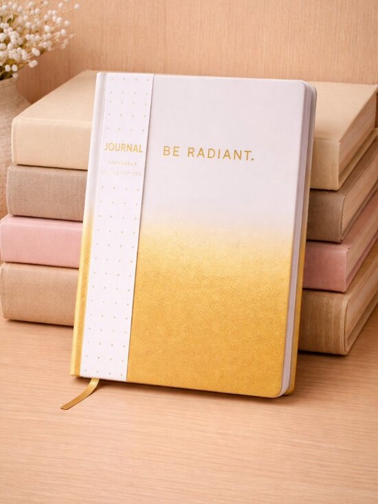 Top Flight Other - Be Radiant Gold Ombre Flexibound Journal Heavyweight Ruled Paper NEW